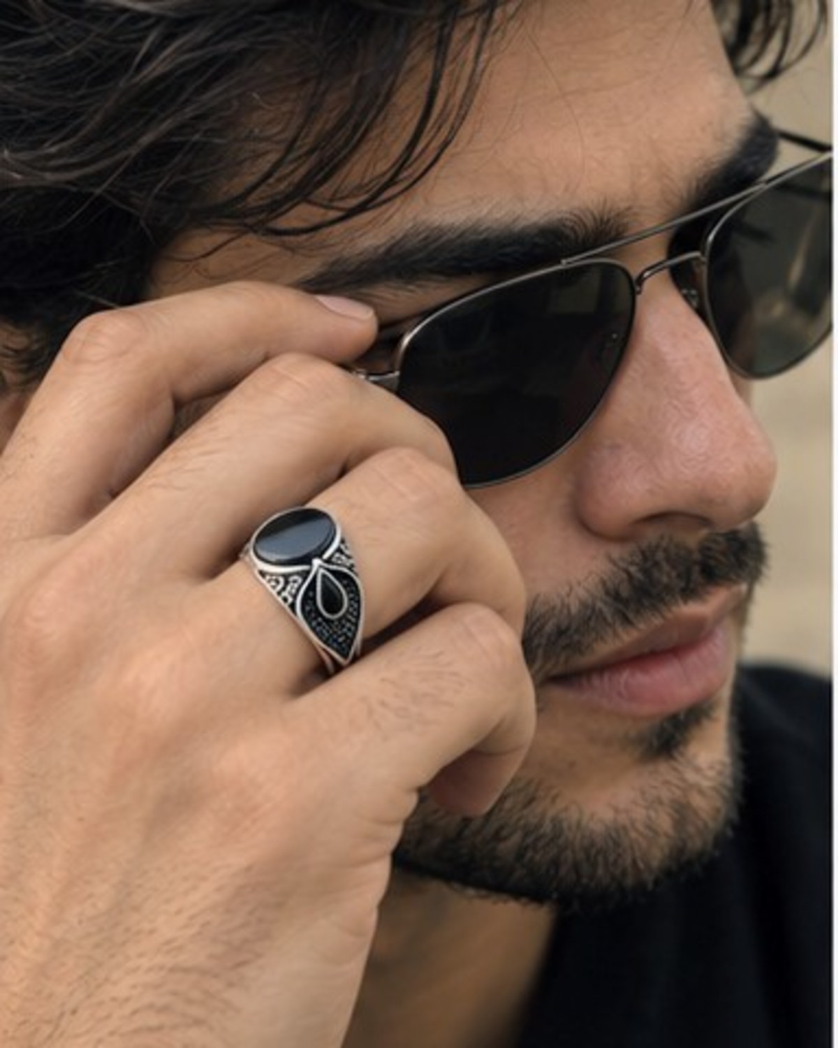 Midnight Crest Men’s Signet Ring – 925 Silver Rings