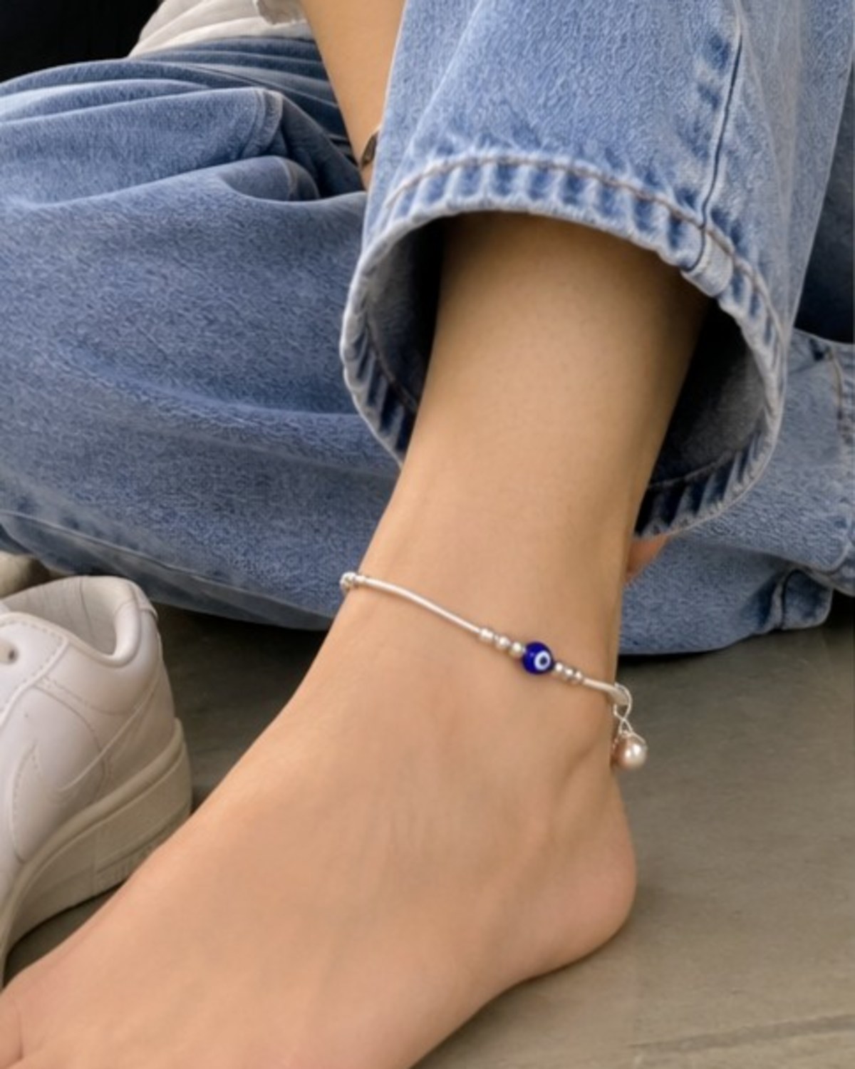Blue Nazar Silver Payal – 925 Silver Anklets
