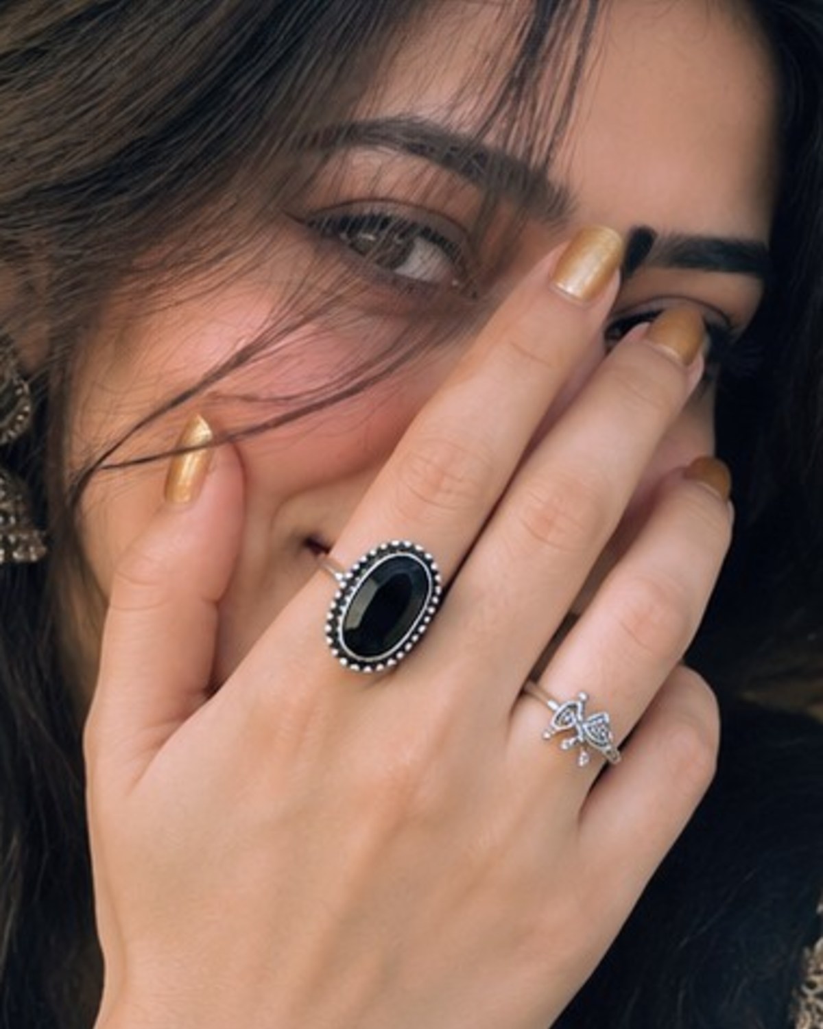 Noir Oval Statement Ring – 925 Silver Rings