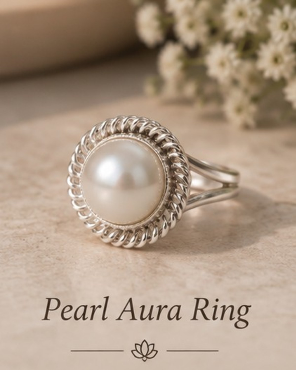 🤍 Pearl Aura Ring – 925 Silver Rings