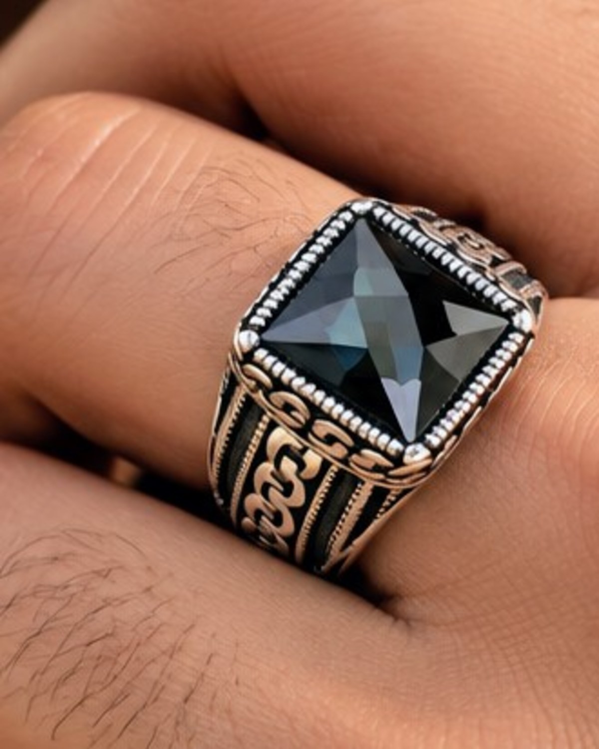 Midnight Onyx Men’s Ring🌑 – 925 Silver Rings