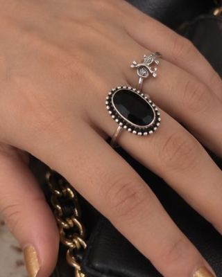 Noir Oval Statement Ring 2