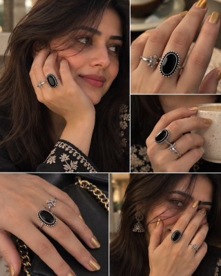 Noir Oval Statement Ring 5