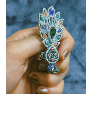 🦚 Royal Peacock Jadau Statement Ring 6