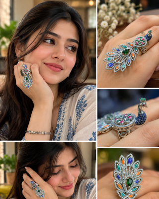 🦚 Royal Peacock Jadau Statement Ring 7
