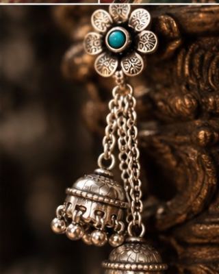 👑 Noor-e-Shahi Turquoise Jhumkas 4