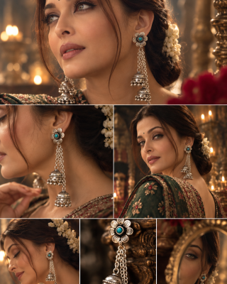 👑 Noor-e-Shahi Turquoise Jhumkas 5