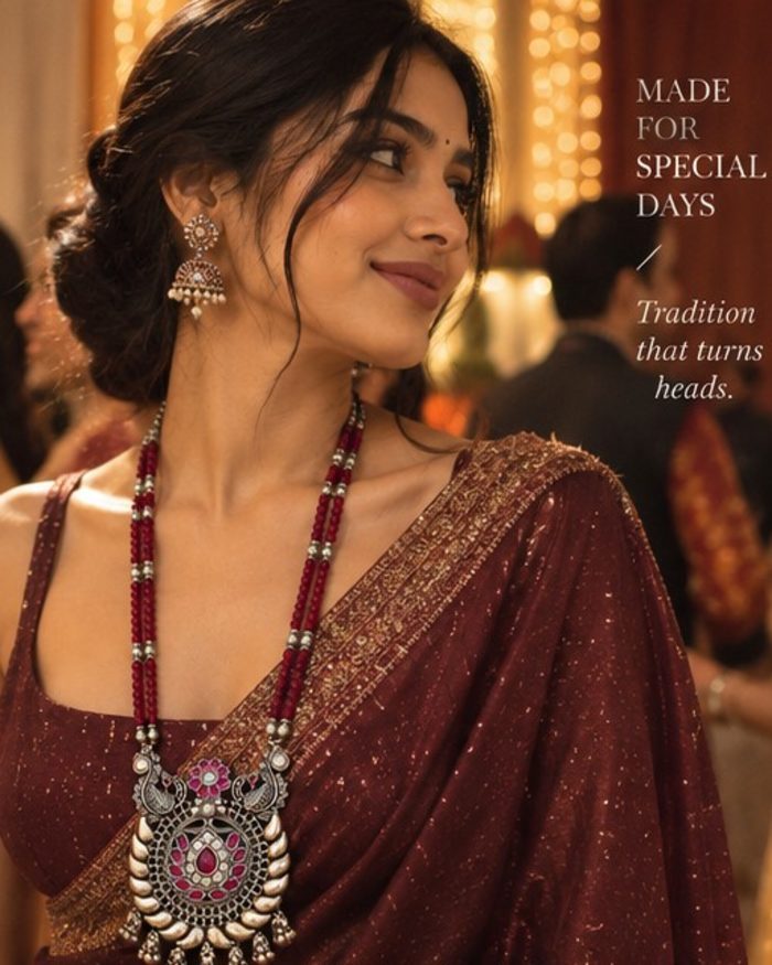 Ruby Peacock Heritage Mala 🦚✨ – 925 silver Necklaces