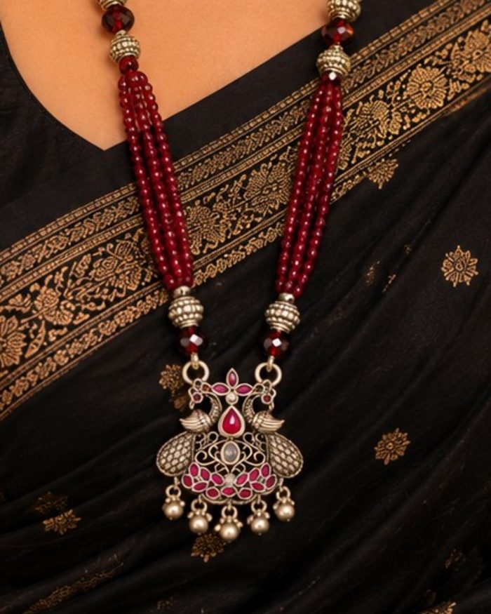 Ruby Peacock Heritage Necklace – 925 silver Necklaces