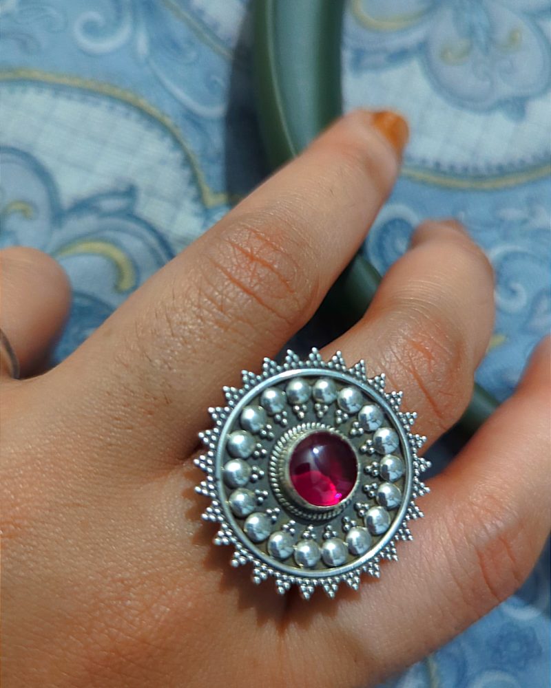 Ruby Oxidised Statement Ring
