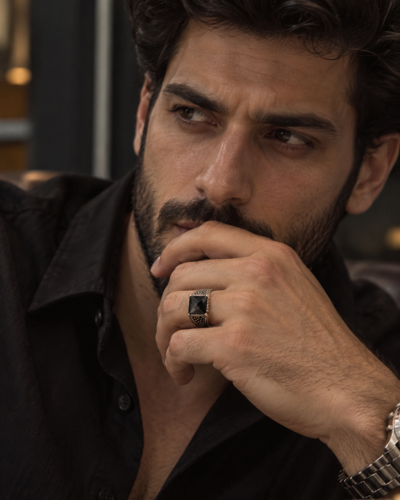 Black Onyx Royale Ring 🖤 – 925 silver jewellery