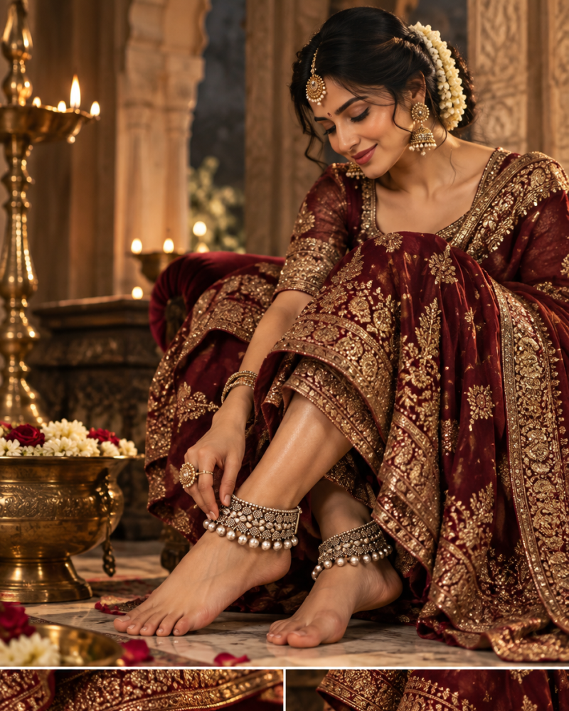 Royal Jhumka Pearl Payal ✨ – 925 silver jewellery