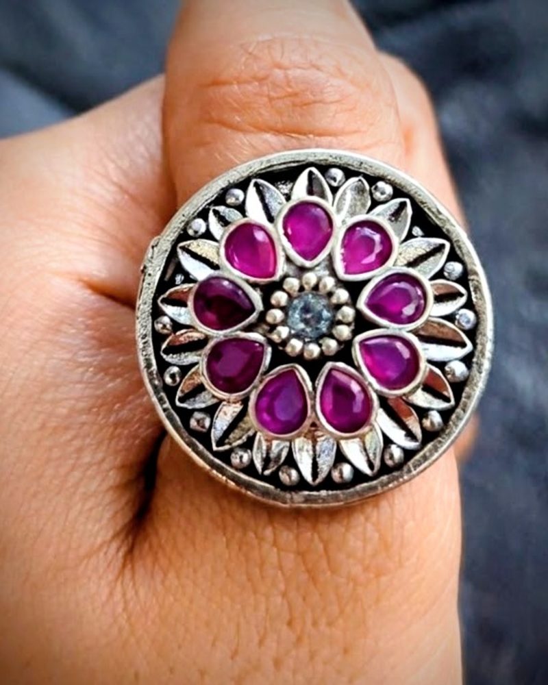 🌺 Ruby Lotus Bloom Ring