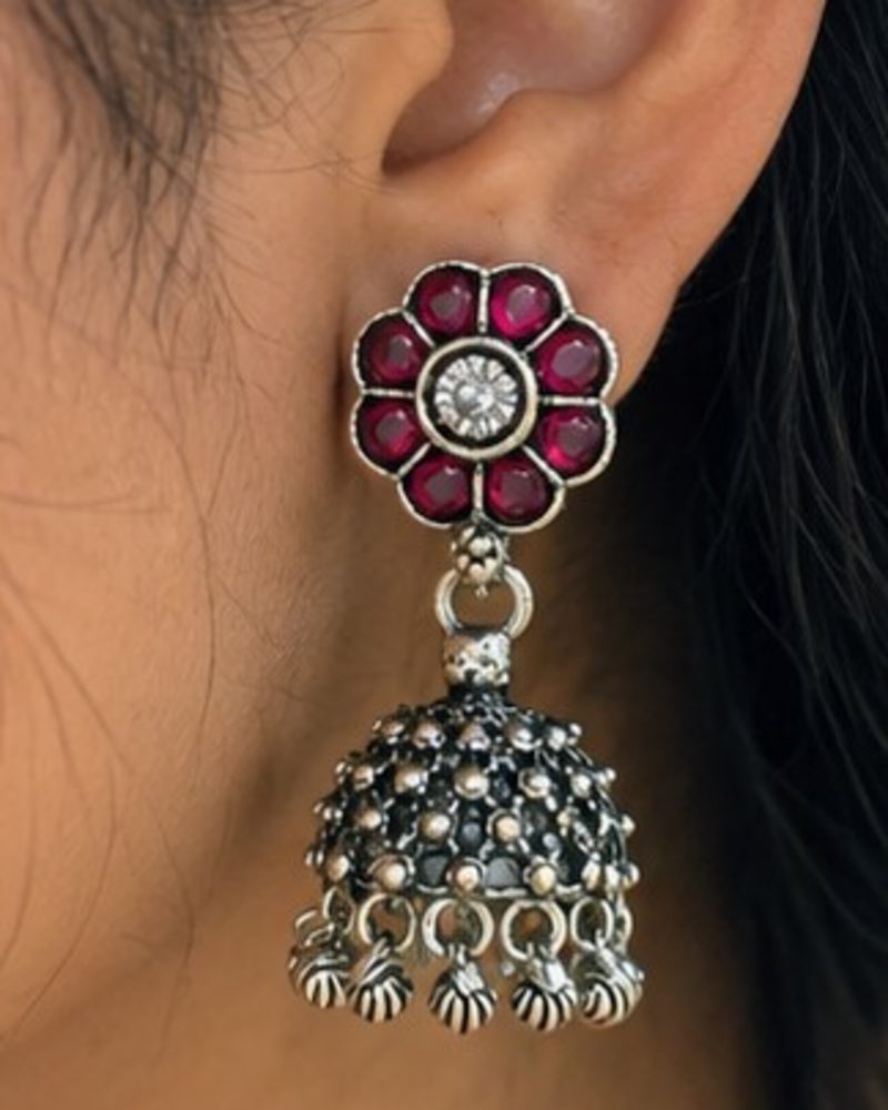 Ruby Bloom Jhumki 🌸