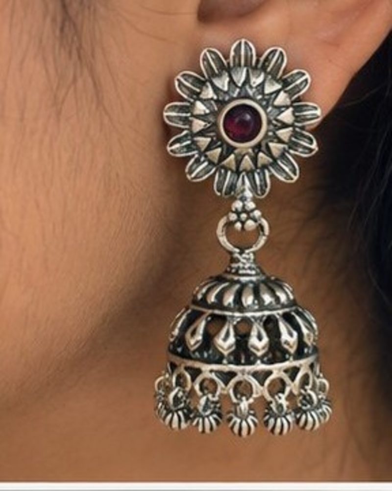 Ruby Sunflower Jhumki 🌸