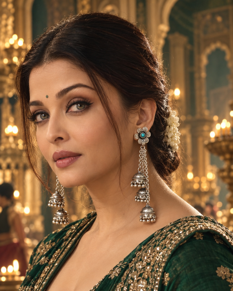 👑 Noor-e-Shahi Turquoise Jhumkas