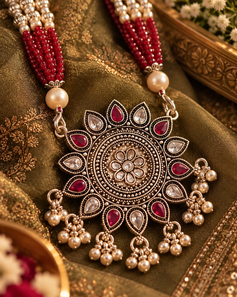 Royal Ruby Mandala Necklace ❤️✨