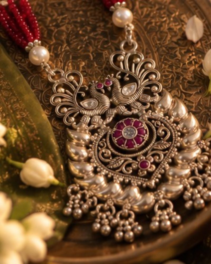 Royal Peacock Ruby Long Necklace ✨