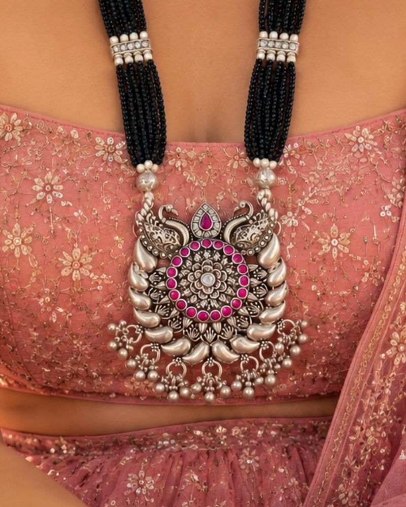 Gulabi Mayura Oxidised Necklace🌹