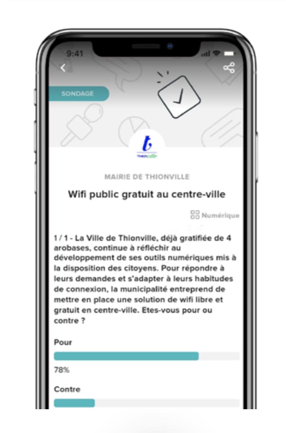 Image de la consultation citoyenne de Thionville sur le centre-ville dans un écran mobile