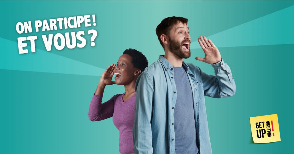 Launch banner of the Get Up Wallonia citizen participation platform