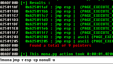 JMP ESP instructions