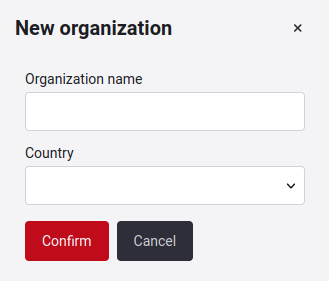 Add New Organization Tab