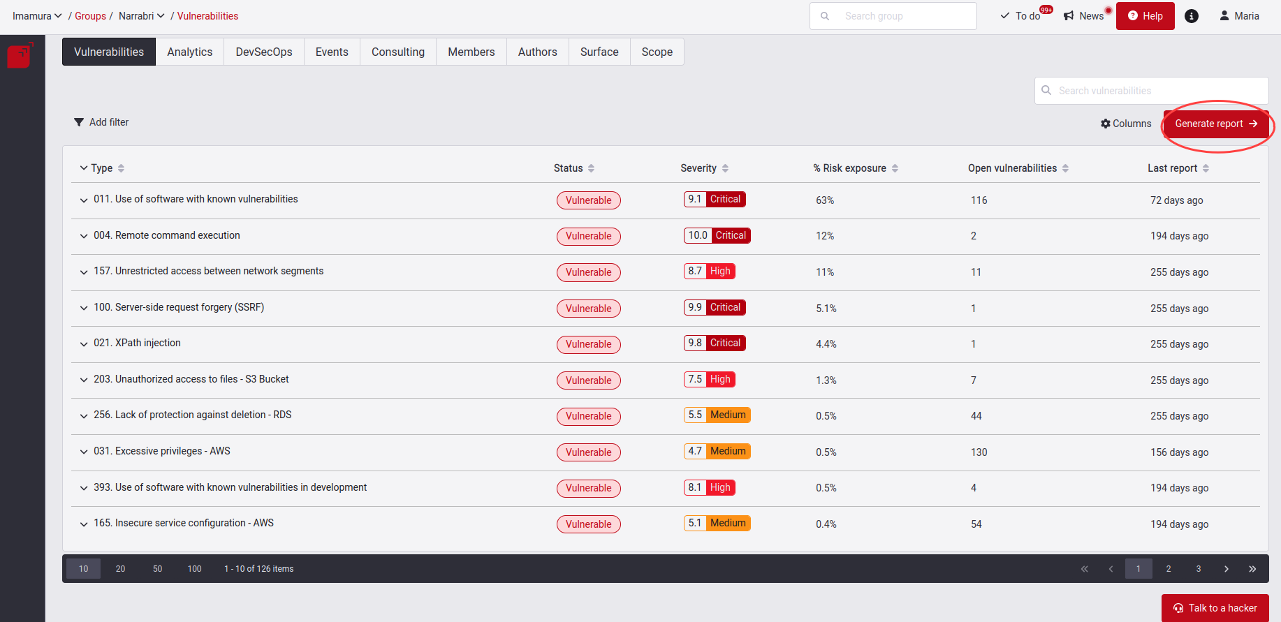 Vulnerabilities Subsection