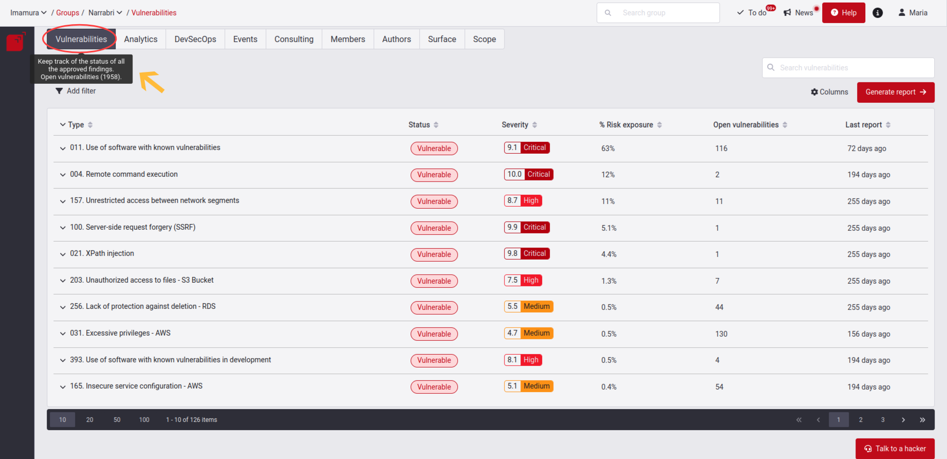 Total of vulnerabilities