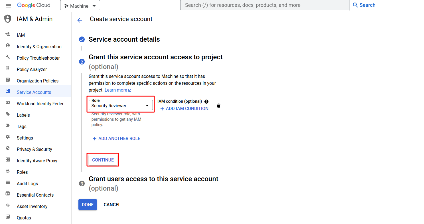 GCP naming select role
