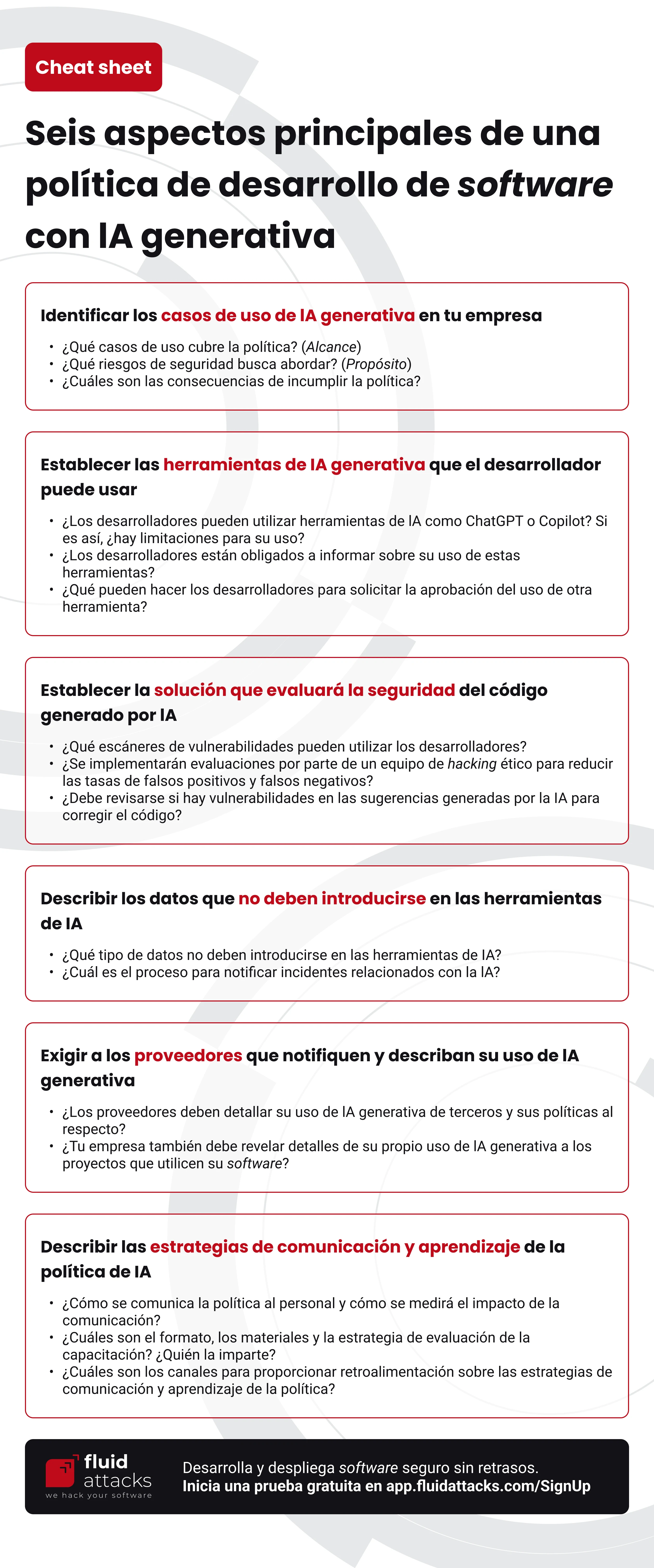 "Cheat sheet Fluid Attacks - Política IA generativa"