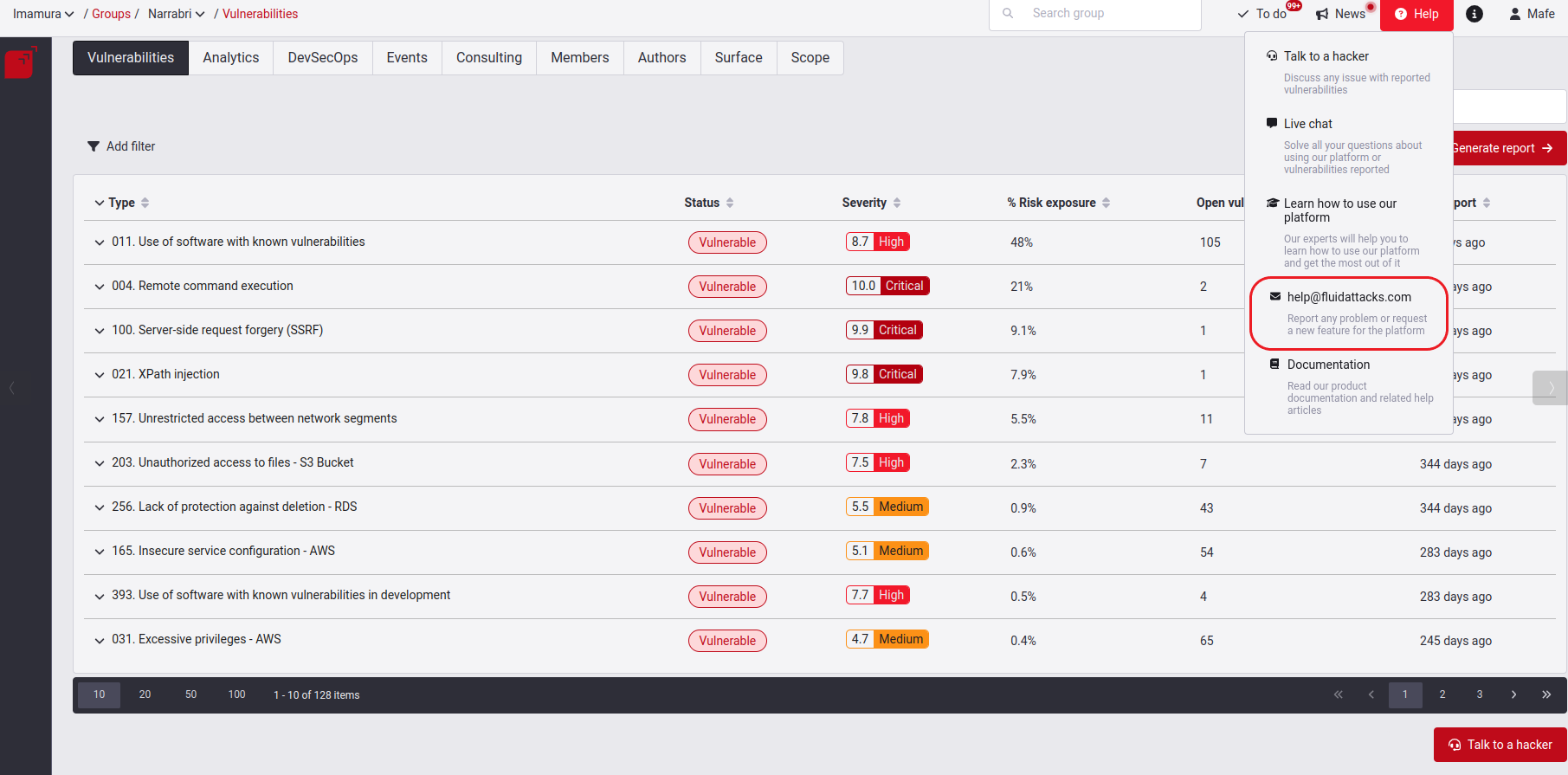 Send an email to Fluid Attacks