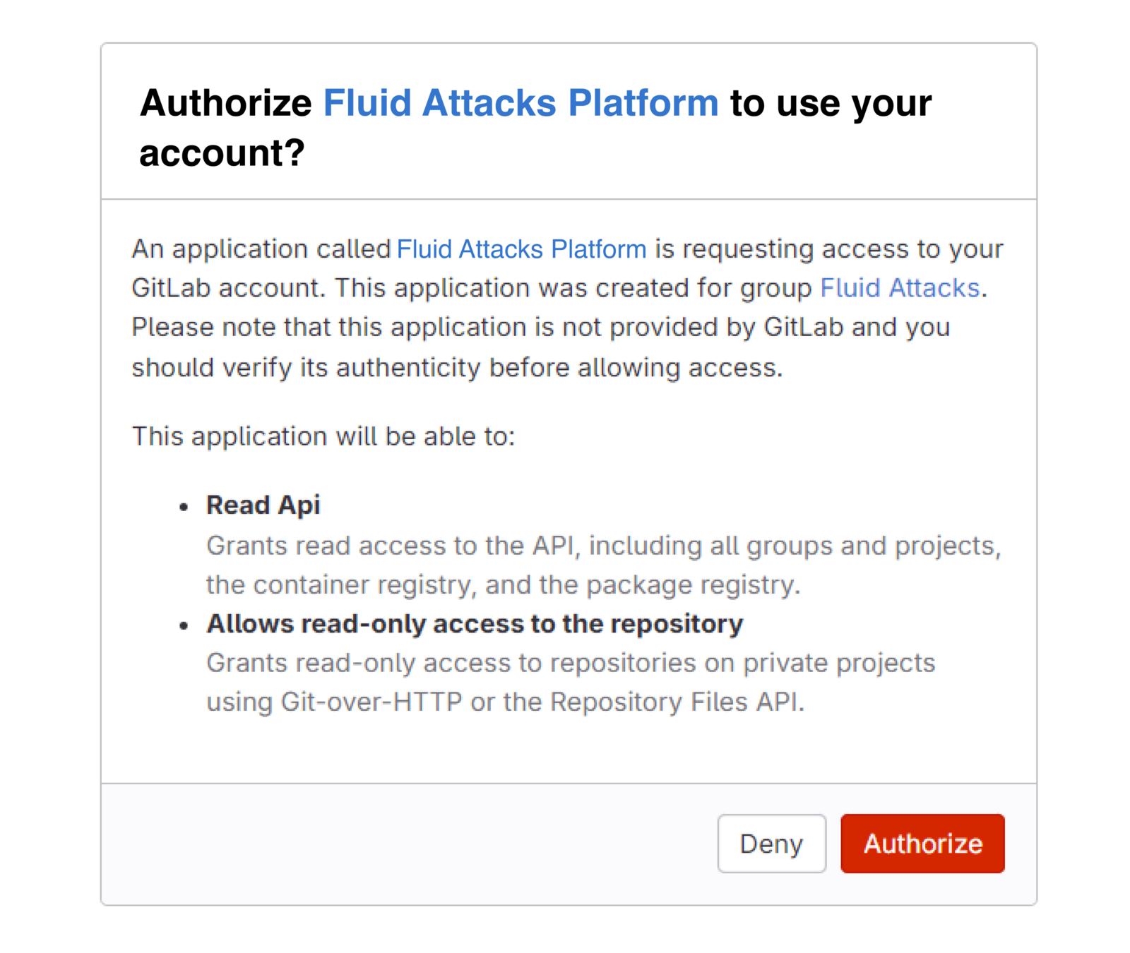 Authorize the Fluid Attacks platform to use your account