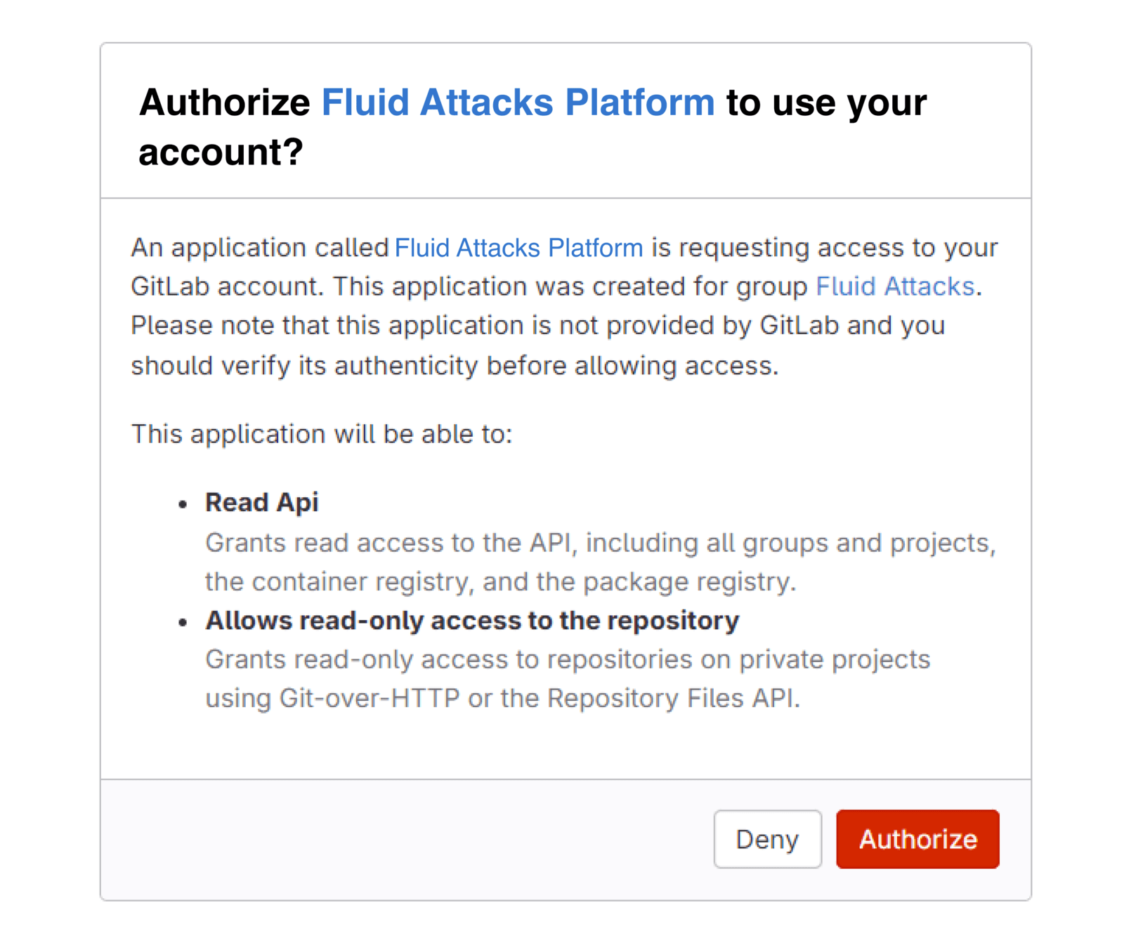 Authorize the Fluid Attacks platform to use your account