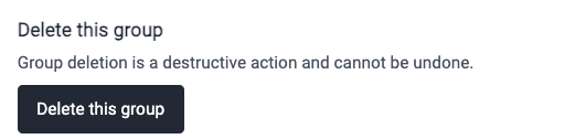 Find option to delete group in the Fluid Attacks platform