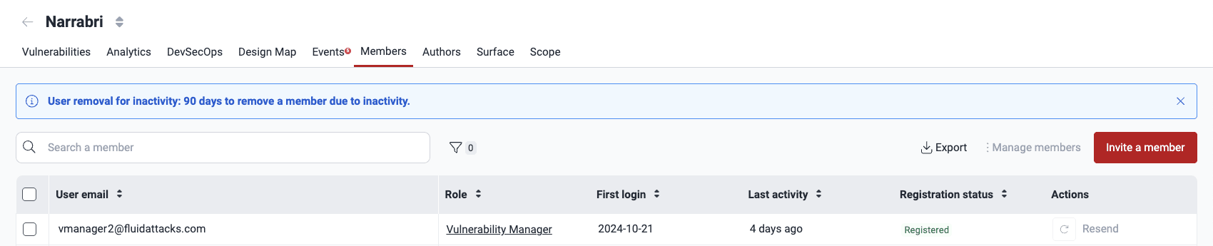 Manage group members on the Fluid Attacks platform