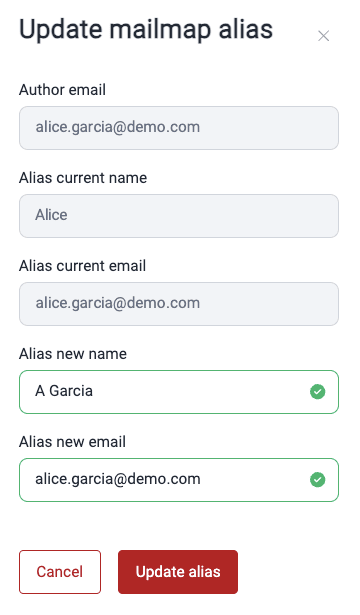 Change alias details on the Fluid Attacks platform