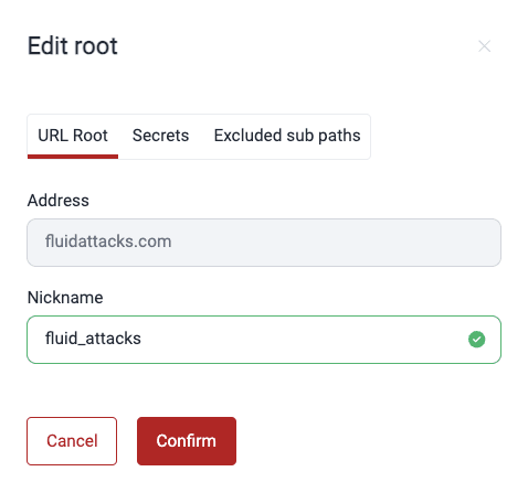 Edit URL to test on the Fluid Attacks platform