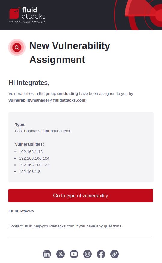 Enable vulnerability assignment notification on the Fluid Attacks platform