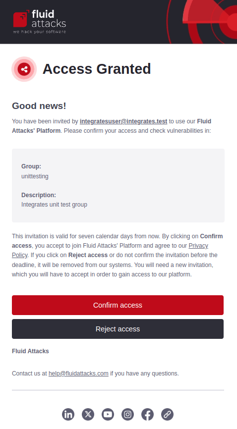 Get access to the Fluid Attacks platform