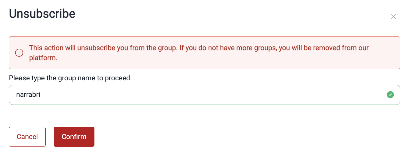 Leave group on the Fluid Attacks platform