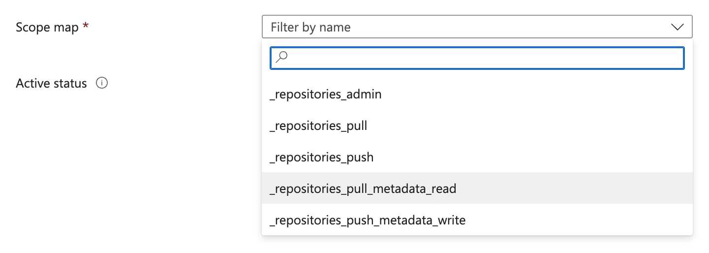 Set Azure container registry token permissions