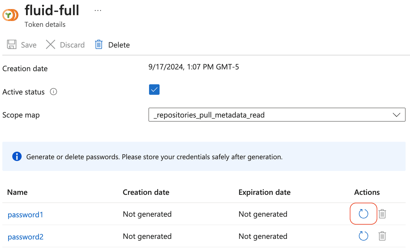 View Azure container registry token details