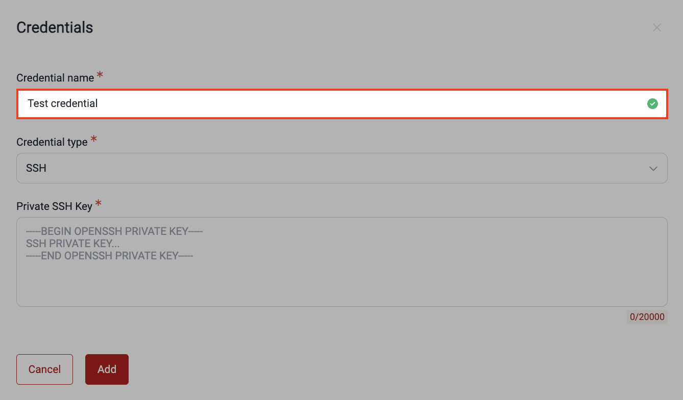 Name credentials on the Fluid Attacks platform