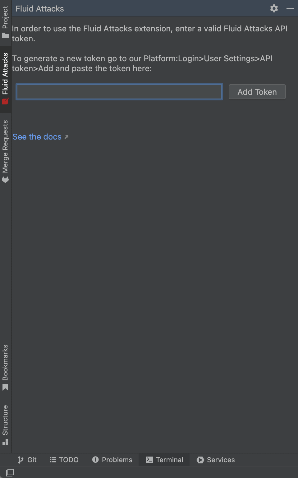 Add Fluid Attacks token on IntelliJ IDEA