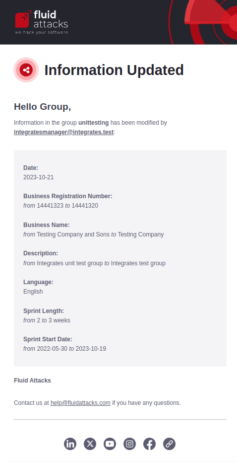 Enable group updates notification on the Fluid Attacks platform