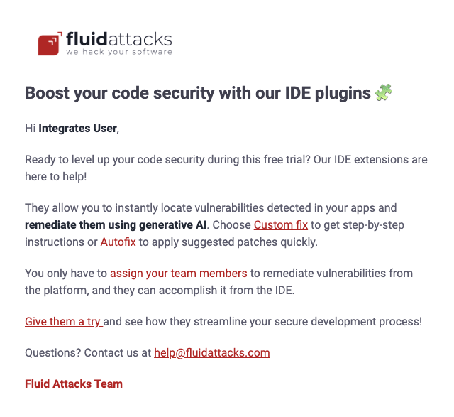 Get Fluid Attacks extensions free trial email