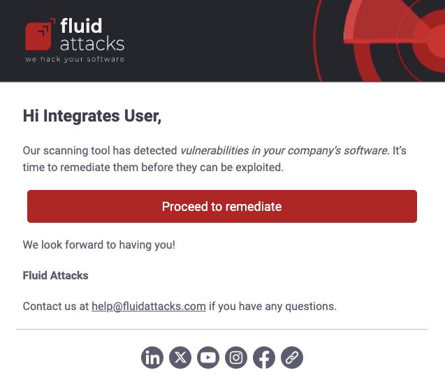 Get free trial scan vulnerability results from the Fluid Attacks platform