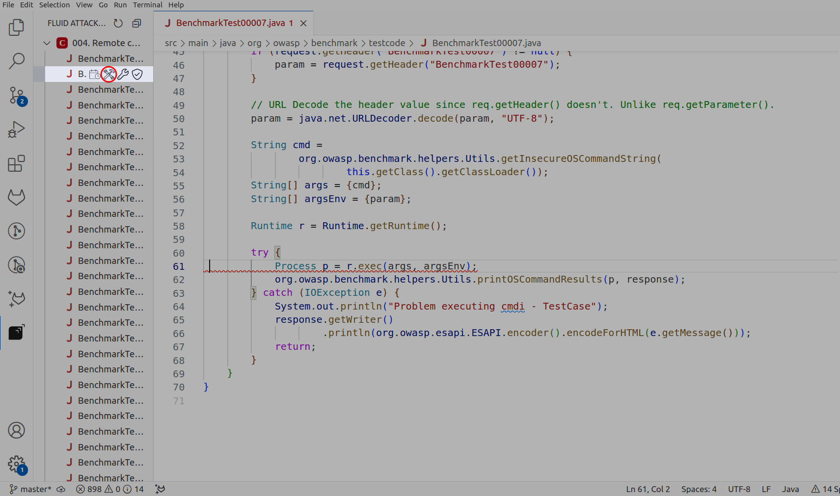 Find the Fluid Attacks Autofix feature on VS Code