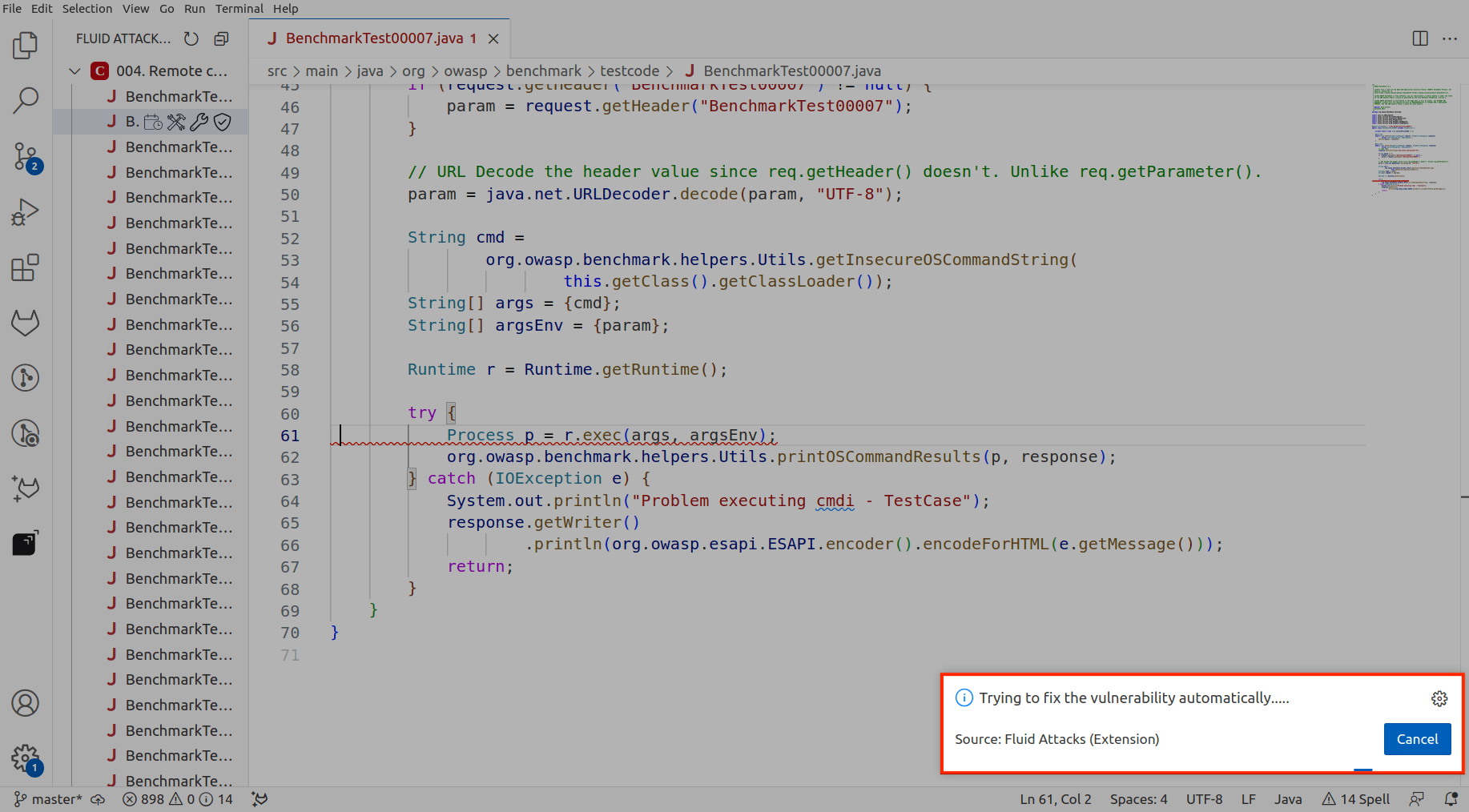 Use the Fluid Attacks Autofix feature on VS Code
